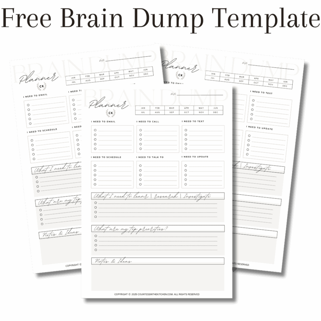 Countess in the kitchen brain dump template
