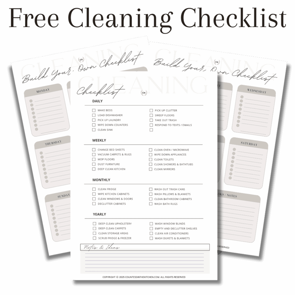 Countess in the kitchen cleaning checklist